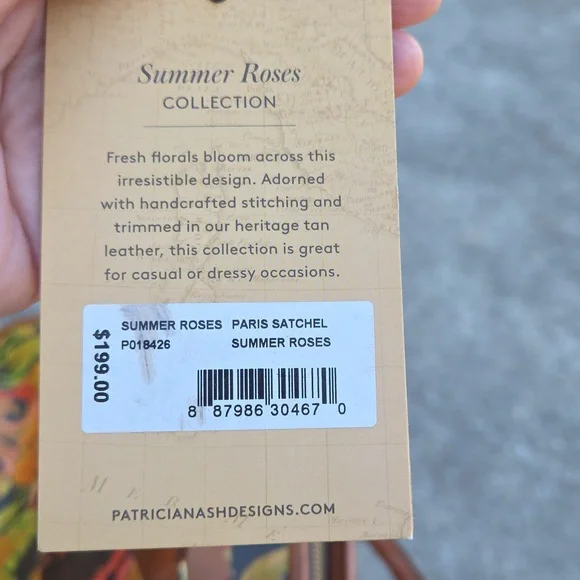 Patricia Nash Paris Summer Roses Leather Crossbody Satchel $199 Retail. NWT - Picture 4 of 17